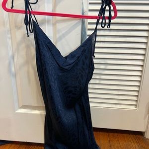 Navy printed mini dress